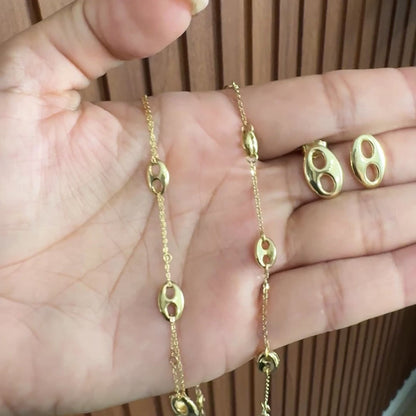 Gucci Special Set / Chain 3.90 gr/ 45cm/ 2mm/ Earrings 2.37 gr / Bracelet 3.0 gr / 19 cm / 1mm / 18K Italian Gold