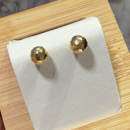 Diamond-Cut Ball Stud Earrings/ 1.3gr/ 7mm / 18K Italian Gold