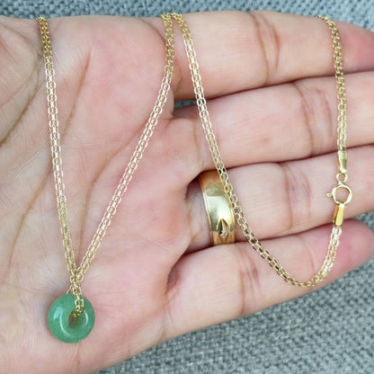 Bismarck Chain with Jade Stone Gift/ 2.2g/ 50cm/ 2mm/ 18K Italian Gold