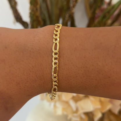 Pulsera Fígaro / 4.65 gr / 19 cm / 5 mm / Oro italiano de 18K