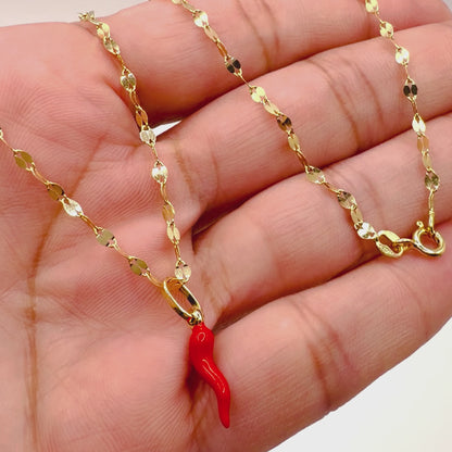 MIRROR LINK CHAIN WITH HORN PENDANT