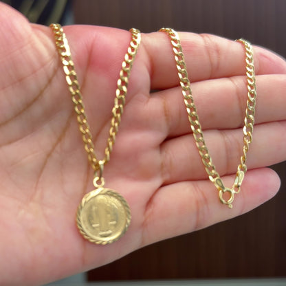 Cadena cubana con colgante / 4.53g/ 45cm/ 4mm/ Oro italiano 18k