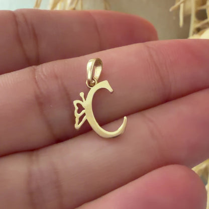 Initial C Butterfly Pendant/ 0.64gr / 1.8cm / 18K Italian Gold