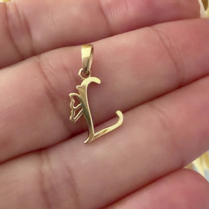 Initial L Butterfly Pendant/ 0.59gr / 1.8cm / 18K Italian Gold