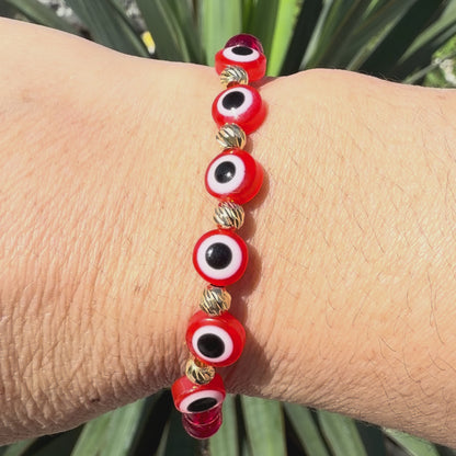 PULSERA ELÁSTICA ROJA CON OJO TURCO
