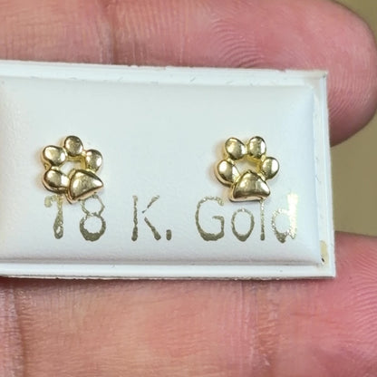 Paw Print Earrings / 0.60g/ 4mm/ Gold 18K