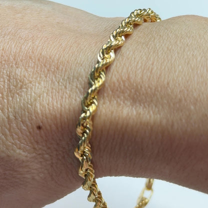 Pulsera de cuerda / 5.68g/ 20.5cm/ 5mm/ Oro italiano de 18K