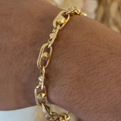 Oval Bead Link / 8.03 gr / 20.5 cm / 7 mm / 18K Italian Gold