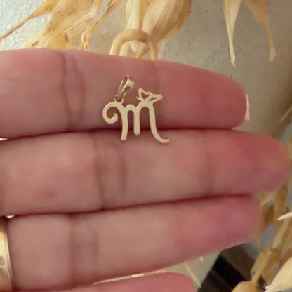 Initial M Butterfly Pendant/ 0.90gr / 1.5cm / 18K Italian Gold