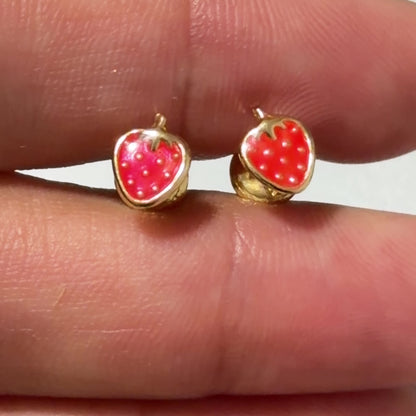 Pendientes de fresa /0,58g / 5mm / oro de 18K