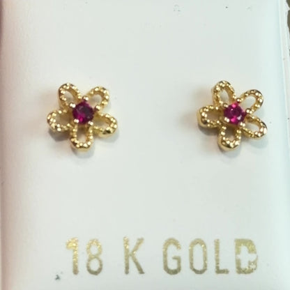 STUD EARRINGS FLOWER / 1gr / 5 MM / 18K ITALIAN GOLD