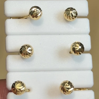 DIAMOND-CUT  BALL STUD EARRINGS /  NO. 3/ 3MM / 18K GOLD