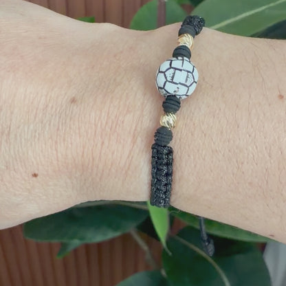 PULSERA DE BALÓN DE FÚTBOL CON CUENTAS DORADAS PARA NIÑOS