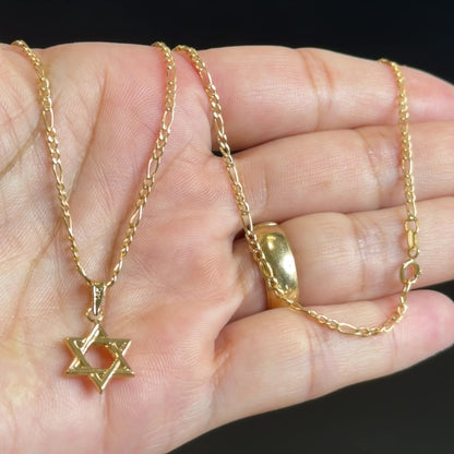 Cadena de Eslabones Figaro con Colgante/ 2g/ 45cm/ 2mm/ Oro italiano de 18K