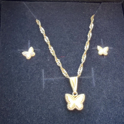Chain, Pendant & Earrings Set/ 2.1g/ 50cm/ Earrings /0.5 /18K Gold
