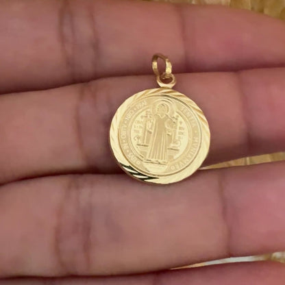 Saint Benedict Medal Pendant / 0.98 gr / 2.5 cm / 18K Italian Gold