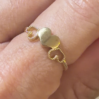 Multi Heart Ring / 1.6 gr / Size 6 / 18K Gold