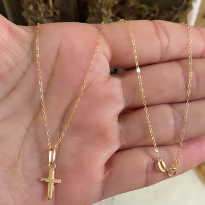 Forzatina Chain with Cross Pendant / 1.46 gr / 45 cm / 1 mm / 18K Italian Gold