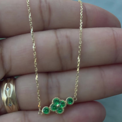 Pulsera de Trébol Verde / 1.9 gr / 19 cm / 2 mm / Oro italiano de 18K