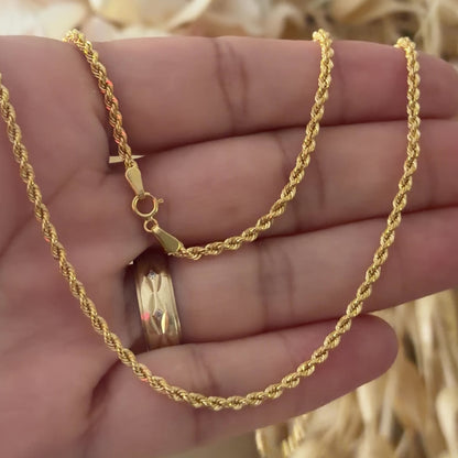 Cadena de Cuerda / 3.46 gr / 60 cm / 2.5 mm / Oro italiano de 18K