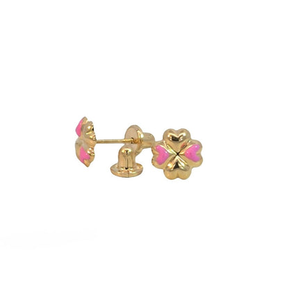 Pendientes Corazón de Flor / 6 mm / Oro italiano de 18K