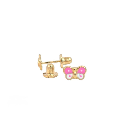 Pink Butterfly Earrings / 5 mm / 18K Italian Gold