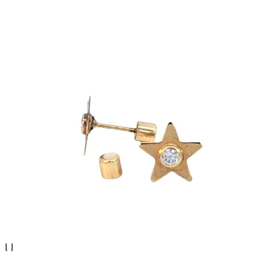 Star Earrings / 0.56 gr / 5 mm / 18K Italian Gold
