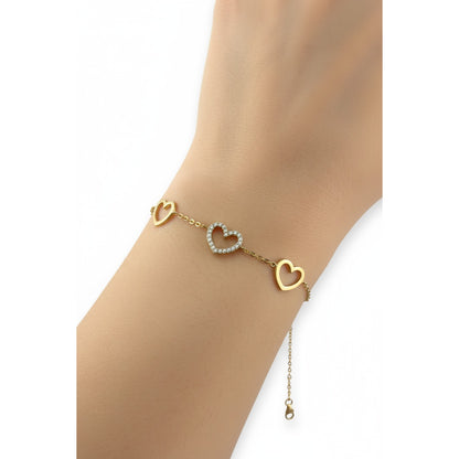 Three Hearts Bracelet / 3 gr / 19 cm / 18K Italian Gold