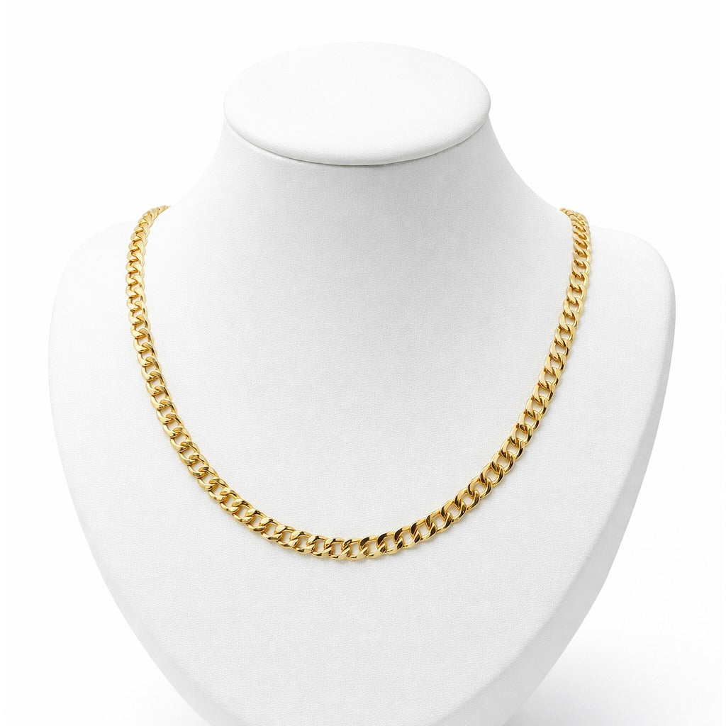Cubana Link Chain / 12.37 gr / 70 cm / 4 mm / 18K Italian Gold