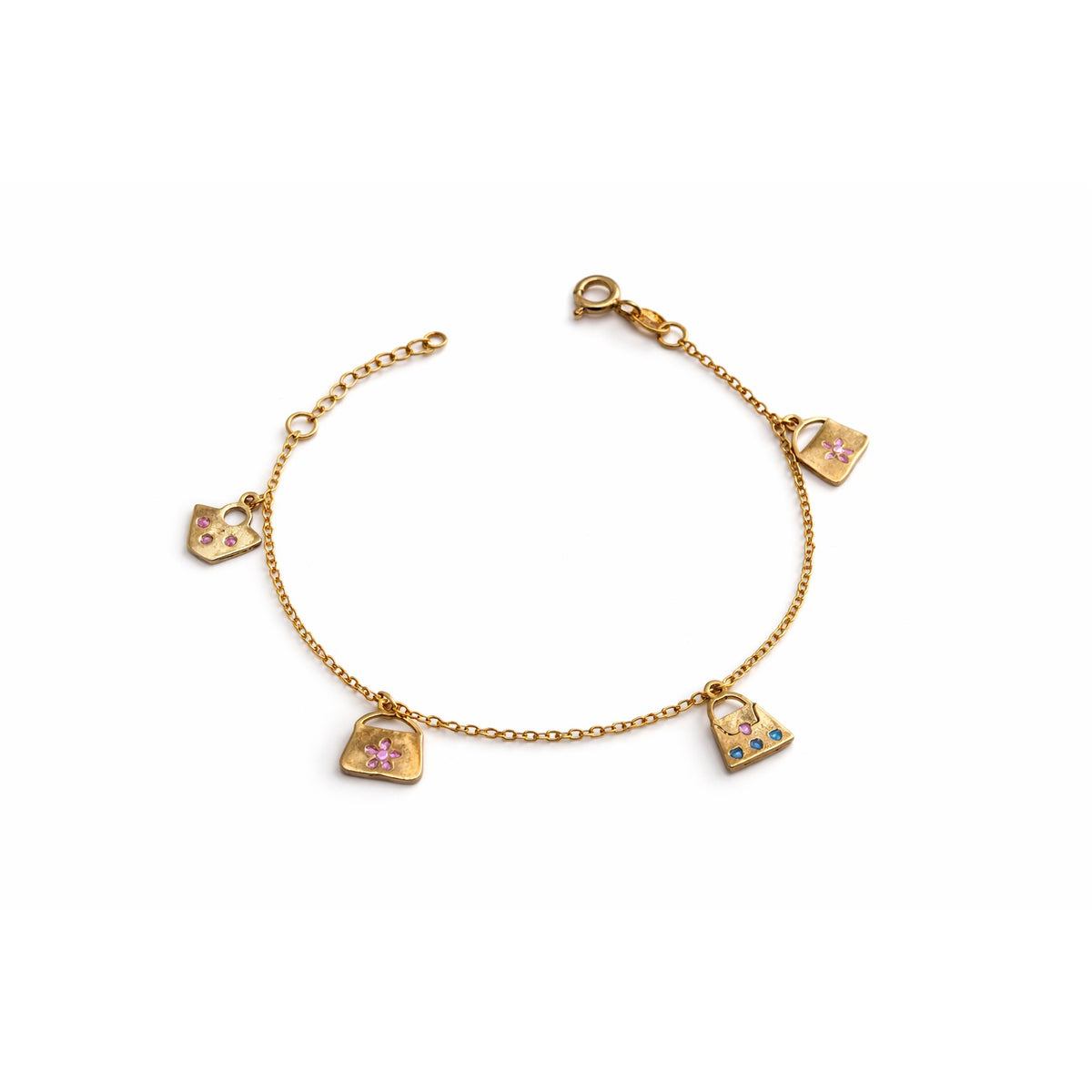 Pulsera Ajustable Con Dijes – Para Niñas / 1.84 gr / 15.5 cm / 1 mm / Oro Italiano de 18K