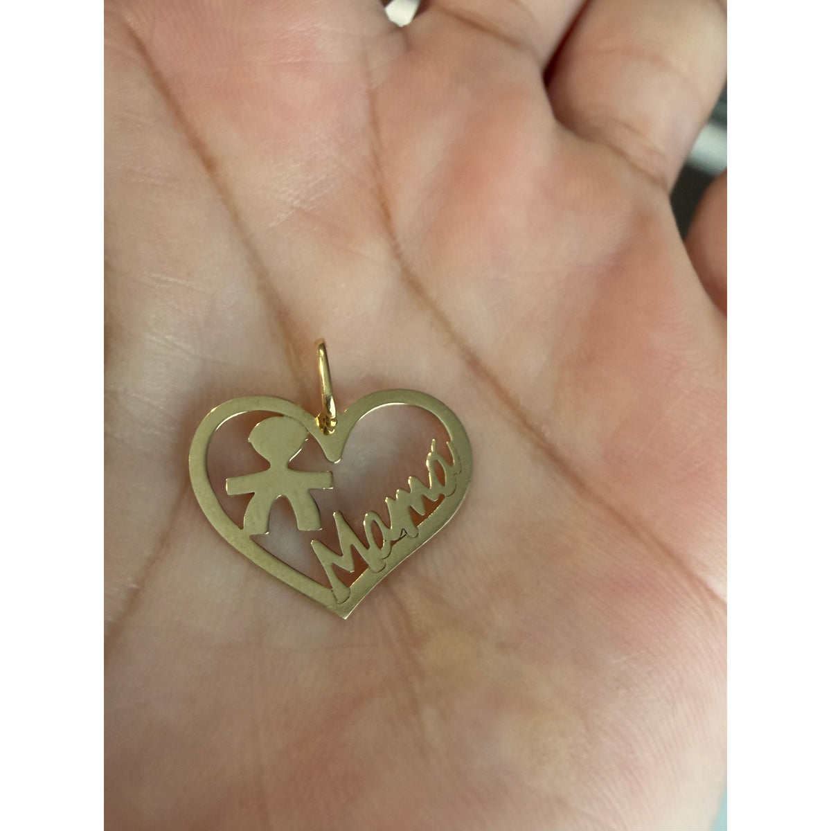 Mom and Son Heart Pendant / Per Piece / 1.8 cm / 18K Italian Gold