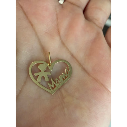 Mom and Son Heart Pendant / Per Piece / 1.8 cm / 18K Italian Gold