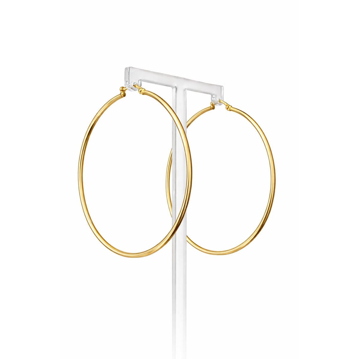 Classic Smooth Hoop Earrings / 2.88 gr / 6 cm / 18K Italian Gold
