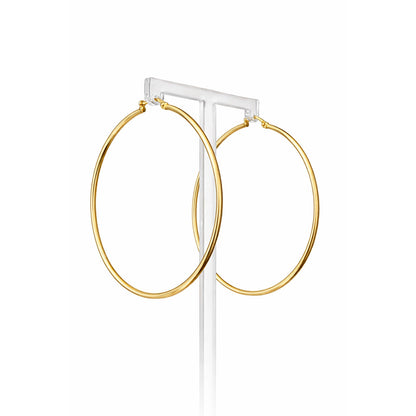 Classic Smooth Hoop Earrings / 2.88 gr / 6 cm / 18K Italian Gold