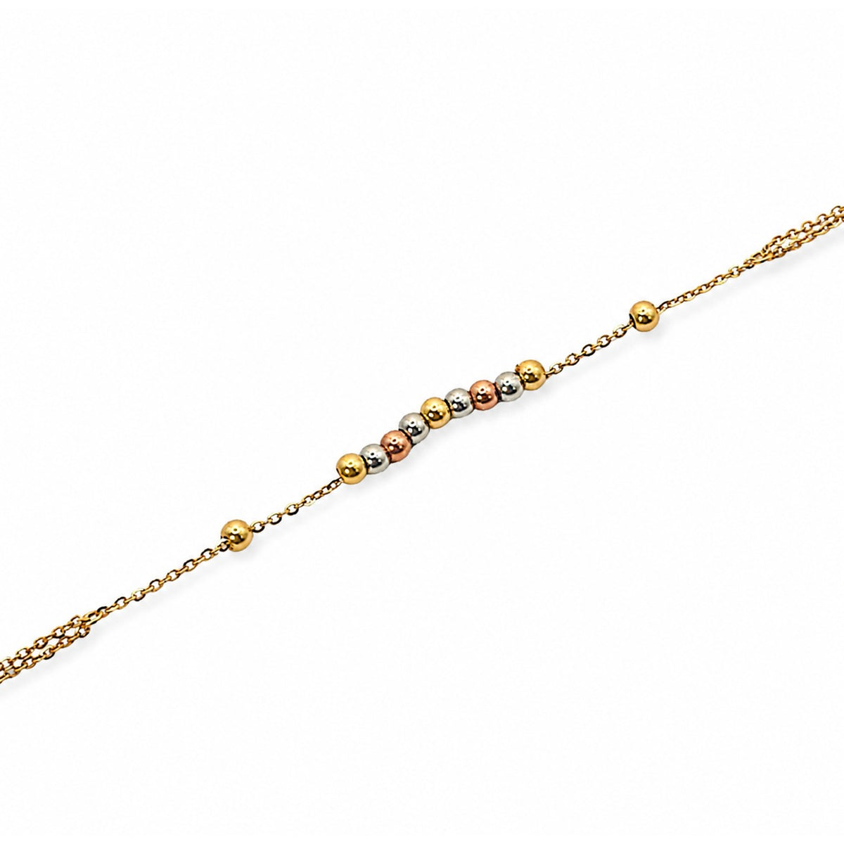 Pulsera de oro de tres tonos 3 gr / 19 cm / 2 mm / Oro italiano de 18K