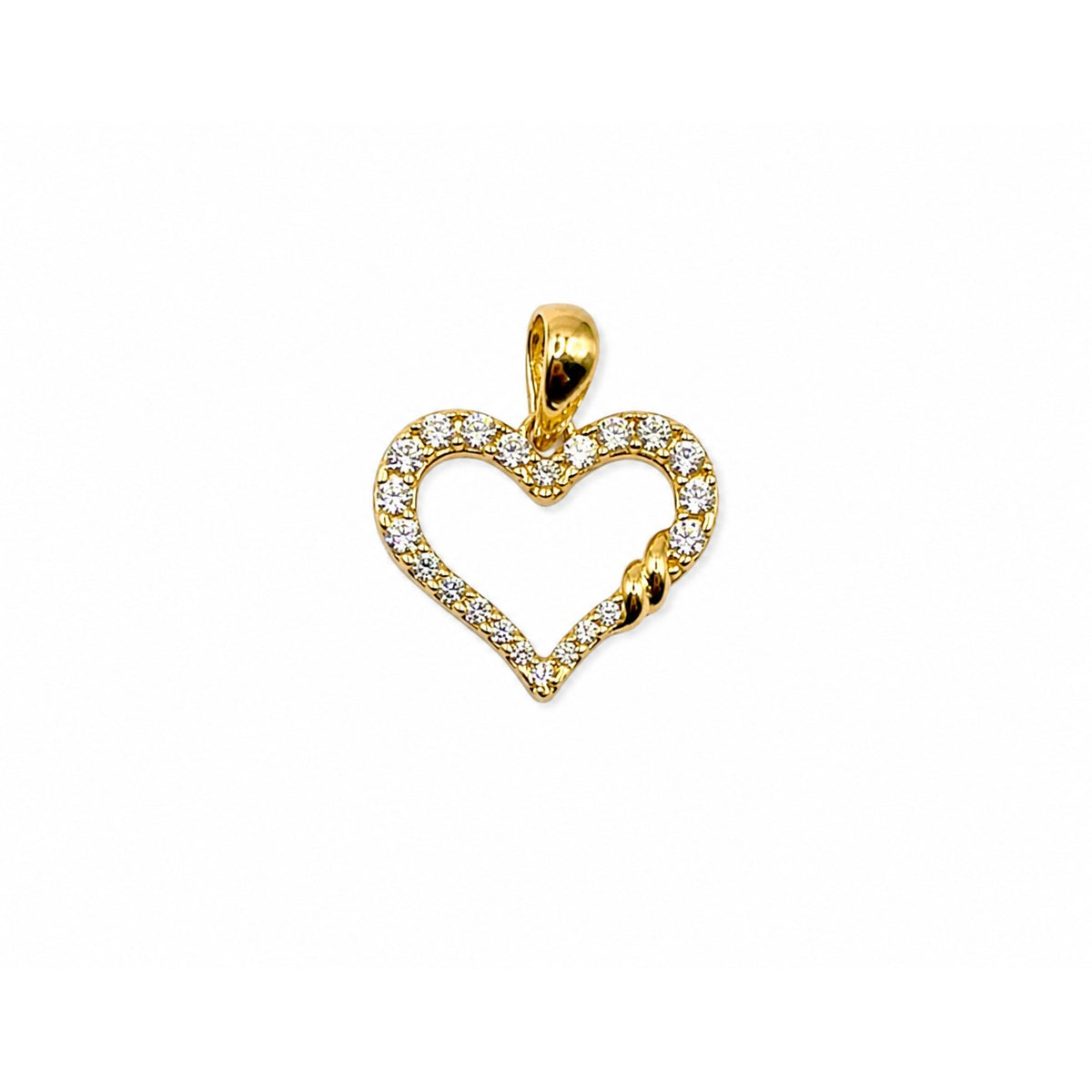 Colgante de Corazón con Circonia Blanca / 1.18 gr / 1.5 cm / Oro italiano de 18K