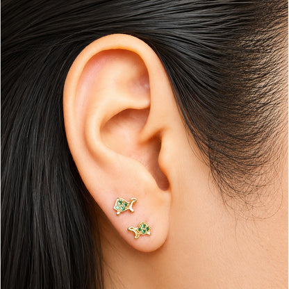 Turtle Earrings / 0.75 gr / 5 mm / 18K Gold