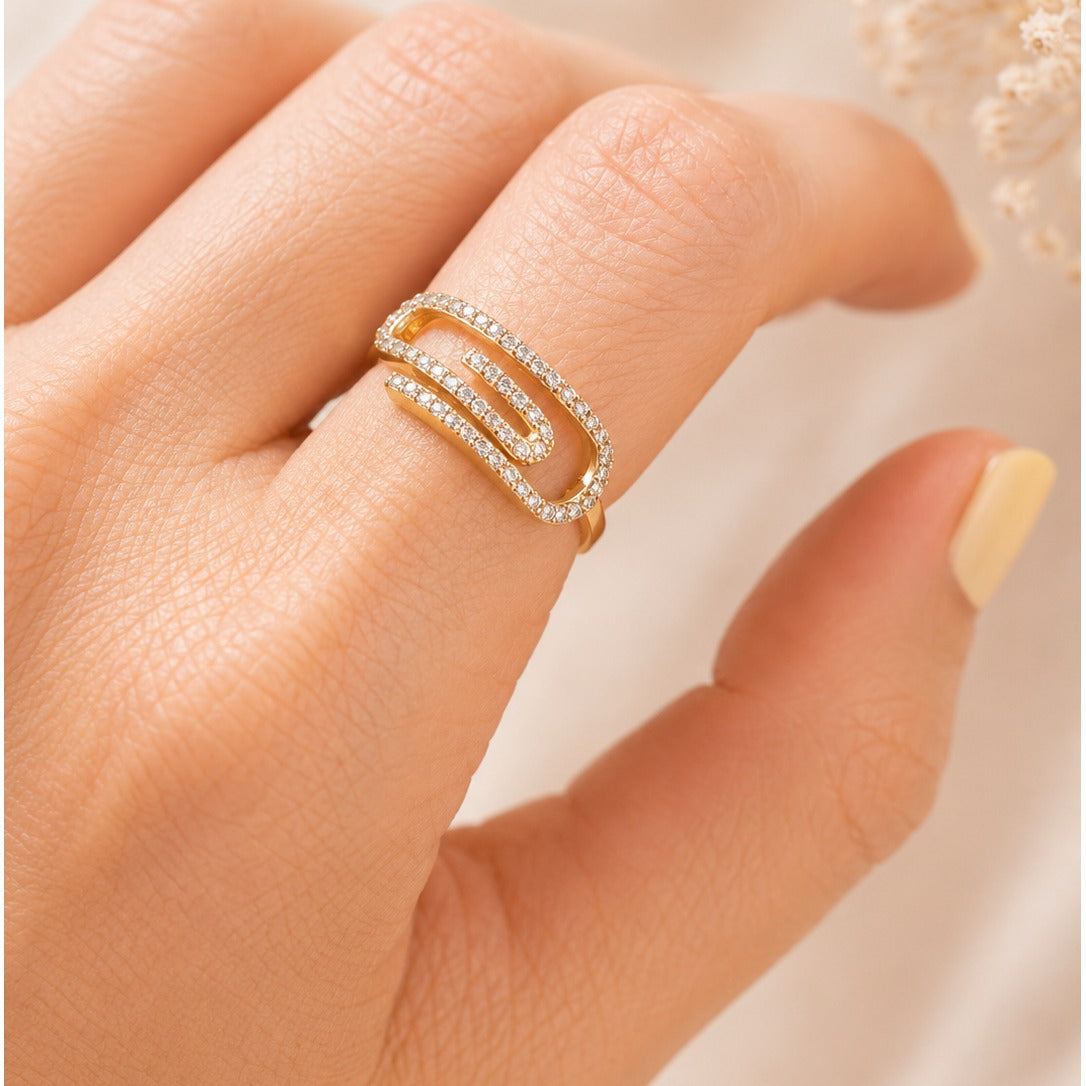 Clip Ring / 2.23 gr / Size 7 / 8 mm / 18K Italian Gold