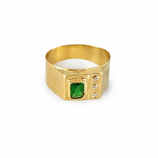 Green Zircon Ring / 3.03 gr / Size 11 1/2 / 6 mm / 18K Gold
