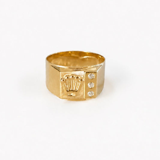 Rx Crown Ring / 3.17 gr / Size 9 / 7 mm / 18K Gold