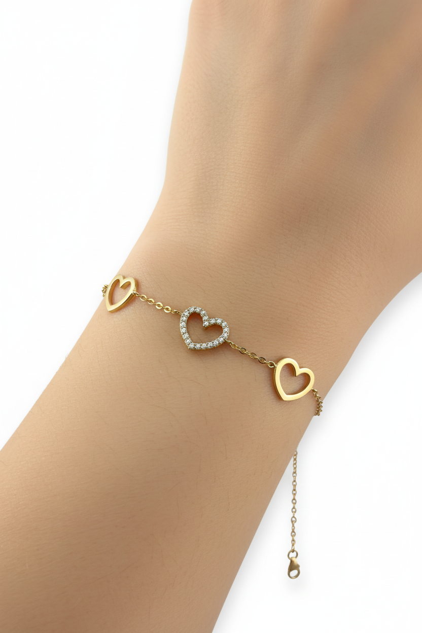 THREE HEARTS BRACELET - Color oro
