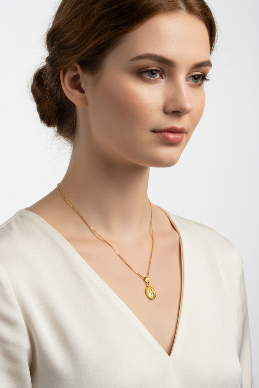 VENETIAN CHAIN WITH SACRED HEART OF JESUS PENDANT - Foto perfecta para web